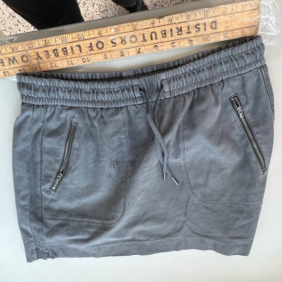 Athleta Skirt Size 4 Gray Elastic Waist Mini Skirt Zipper Pockets Cotton Spandex - Picture 6 of 7